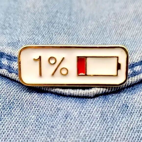 SALE Social Battery On 1% Enamel Pin - Picture 1 of 3